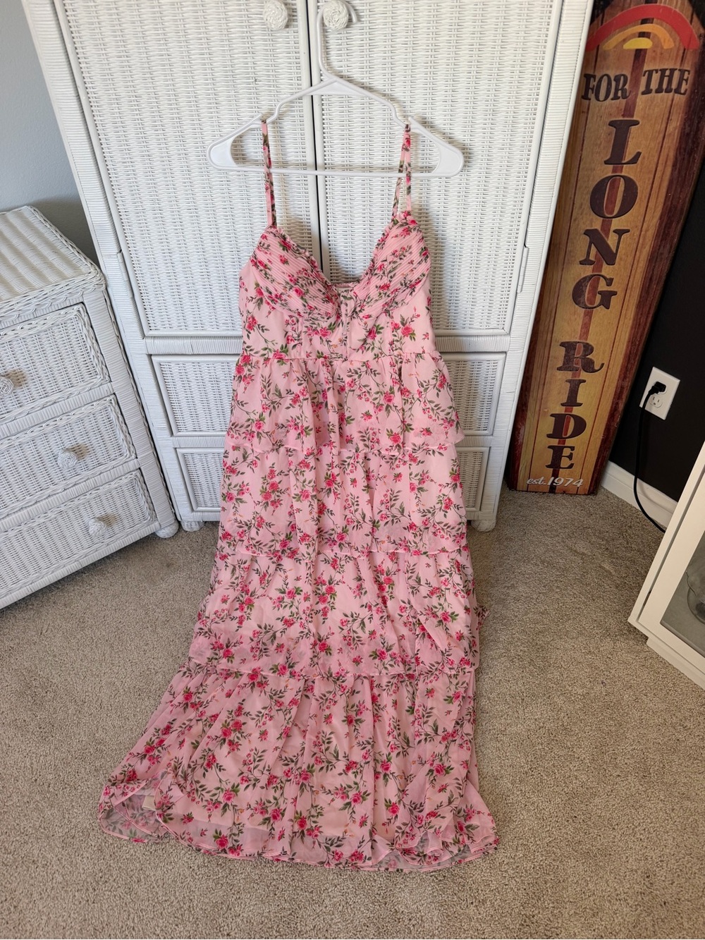 Birdy Grey Pink Floral Spaghetti-Strap Maxi Dress